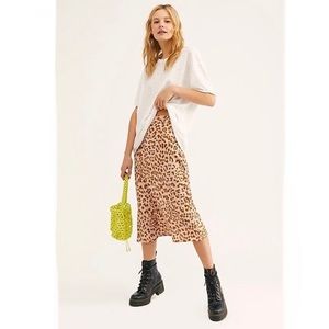 Free People Normani Bias Skirt Leoprd